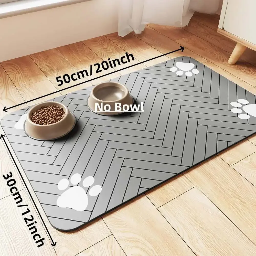 Pet Feeding Mat-Absorbent Pet Placemat for Food and Water Bowl with Waterproof R